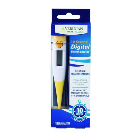 Veridian Healthcare 10-Second Flexible Tip Digital Thermometer With Beeper, Memory & Fever Alarm  NEW 08-519